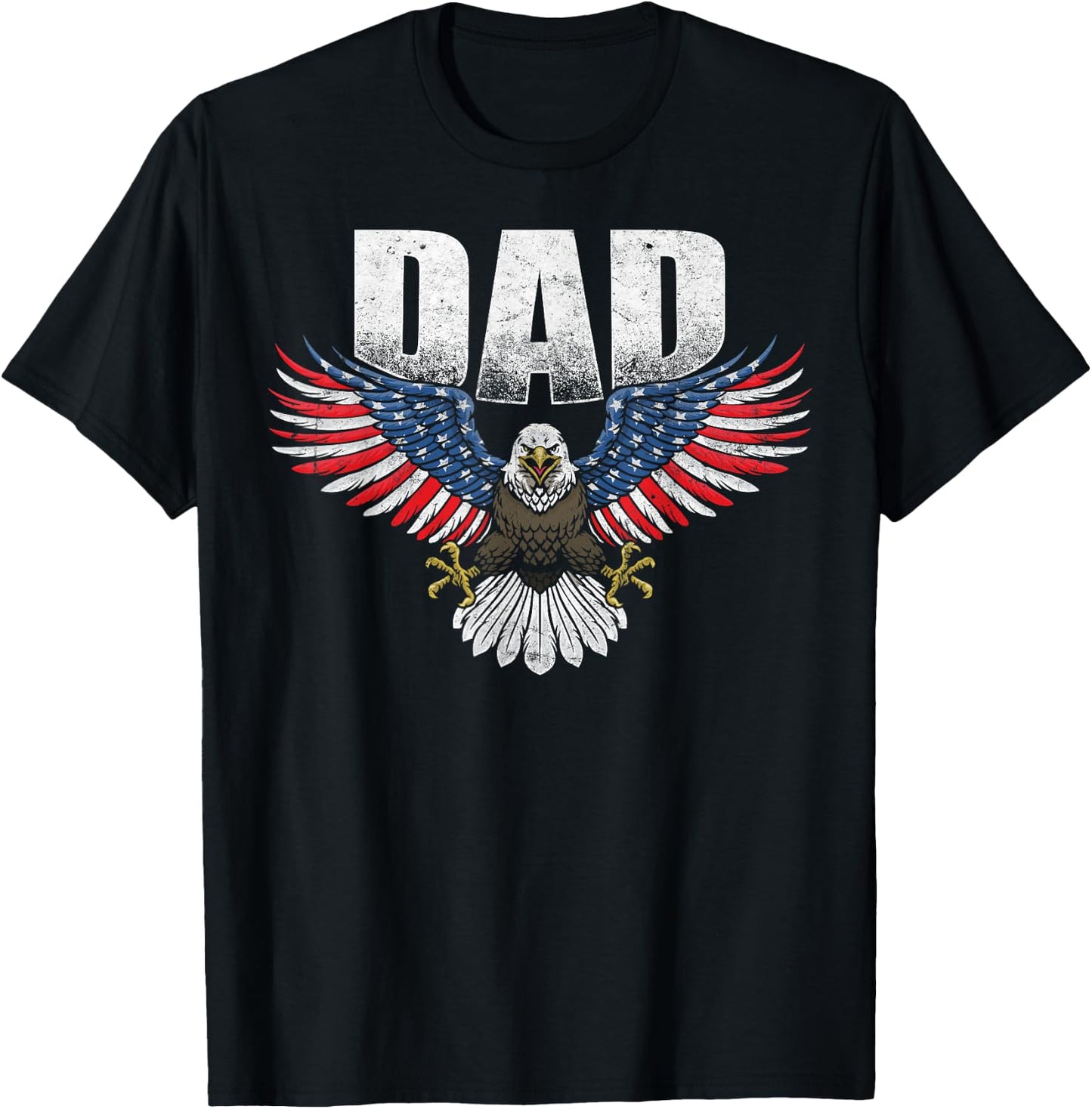 Bald Eagle Patriotic USA Flag DAD Vintage Novelty T-Shirt - T-Shirt | Black
