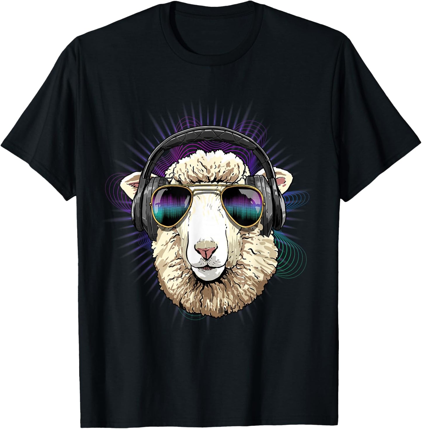 EDM House Music DJ Sheep Lamb Music Lover Music Artist Farm T-Shirt - T-Shirt | Black