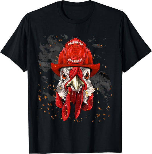 Firefighter Chicken Fire Department Fireman Chicken Lover T-Shirt - T-Shirt | Black