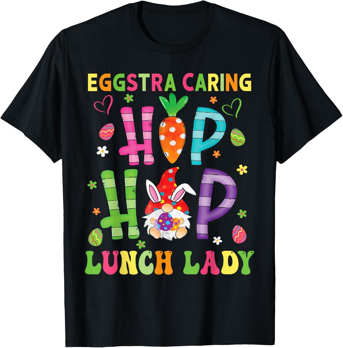 Lunch lady Easter Eggstra Caring School Cafeteria Worker T-Shirt - T-Shirt | Black