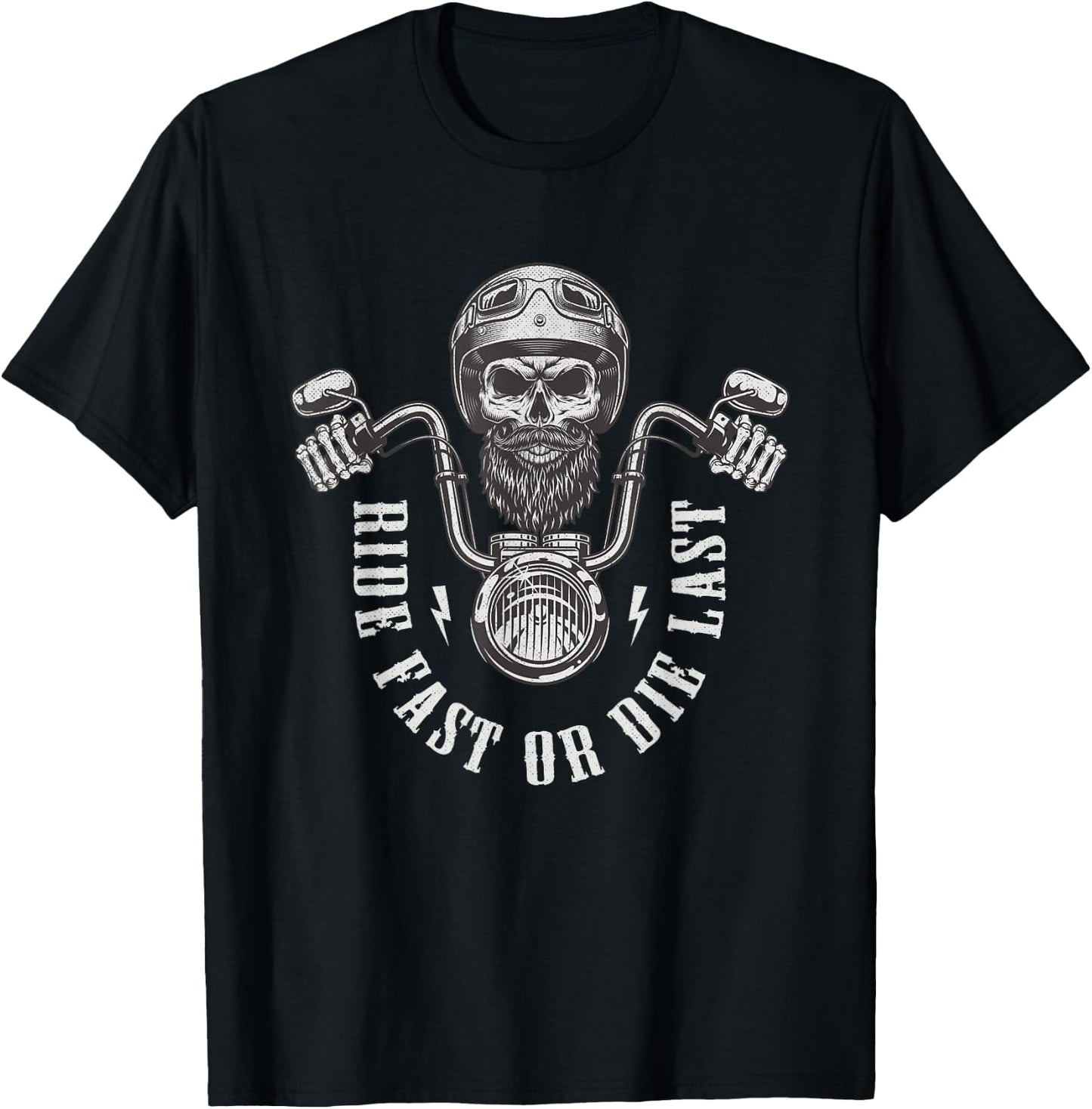 Ride Fast or Die Last Old Motorcycle Rider Saying T-Shirt - T-Shirt | Black