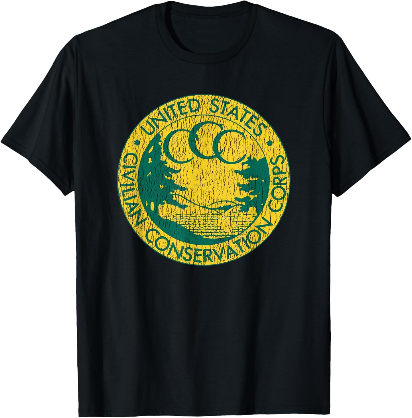 Civilian Conservation Corps CCC Logo Retro Distressed 1930s T-Shirt - T-Shirt | Black