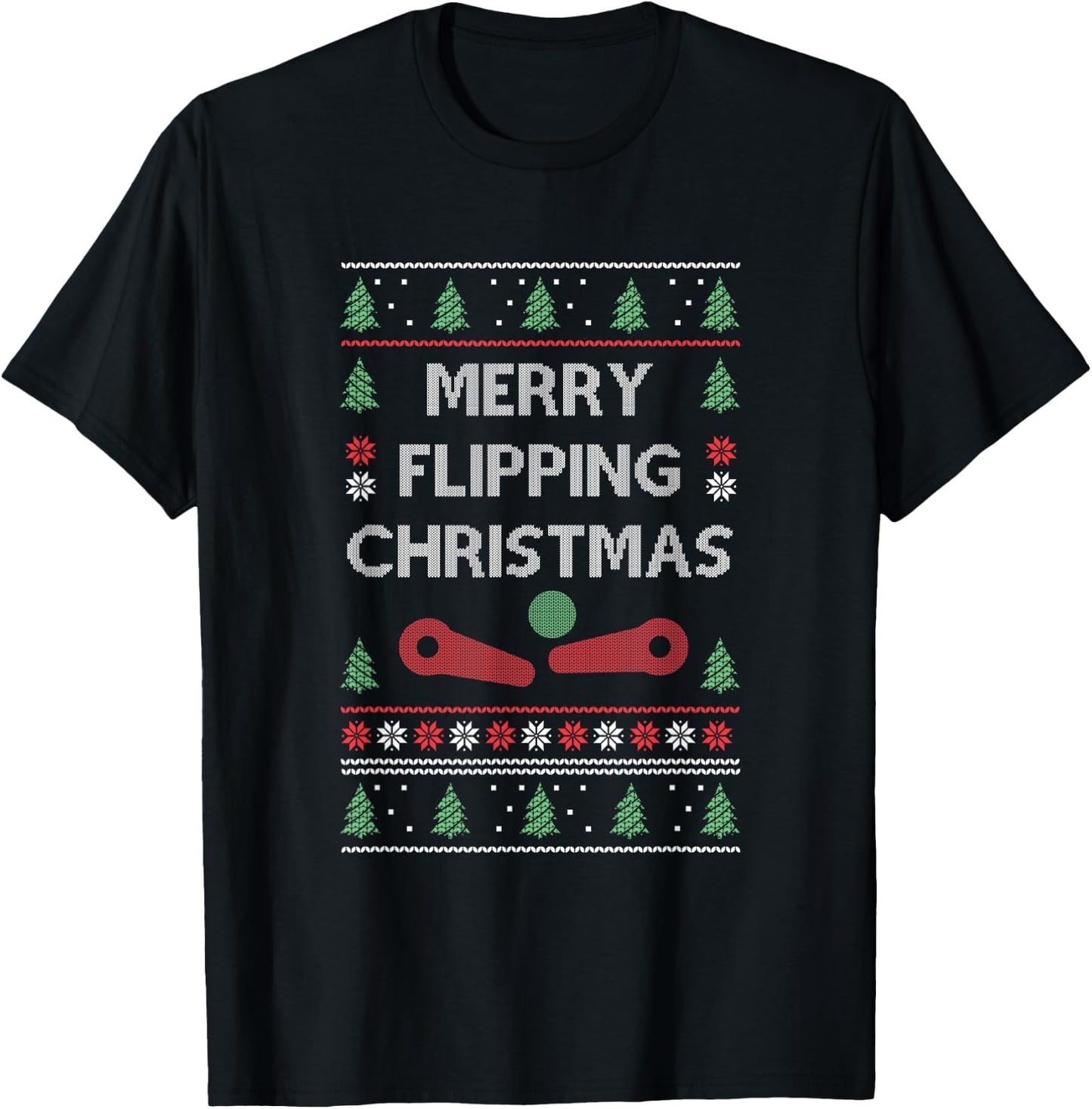 Pinball Machine Retro Arcade Game Gamer Pinball Christmas T-Shirt - T-Shirt | Black