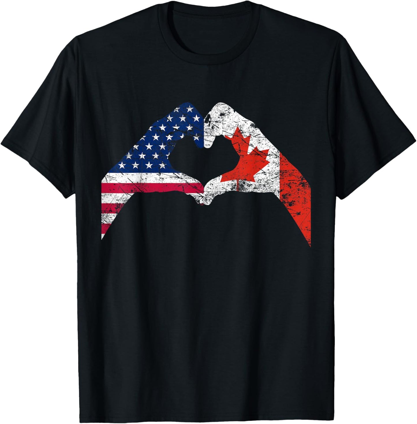 Love America Canada Flag US EH Vintage T-Shirt - T-Shirt | Black