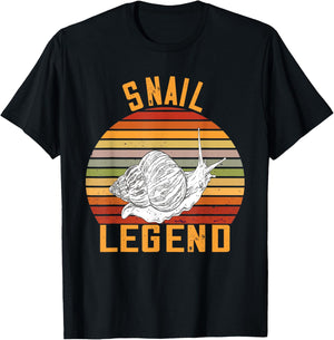 Retro Snail Legend Snails Lover Mollusk Snail Shell T-Shirt - T-Shirt | Black