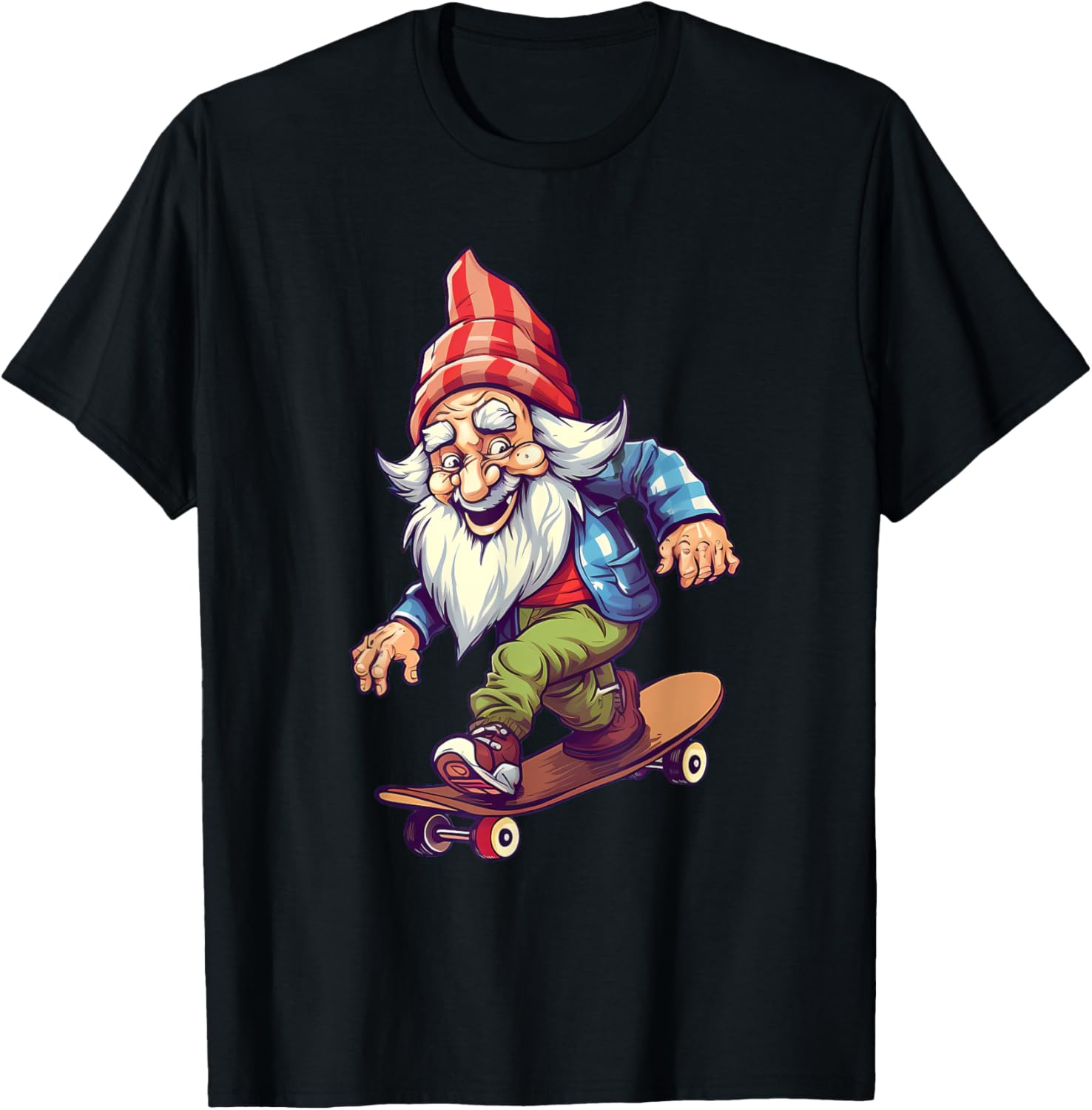 Retro Skateboarding Gnome Skateboard T-Shirt - T-Shirt | Black