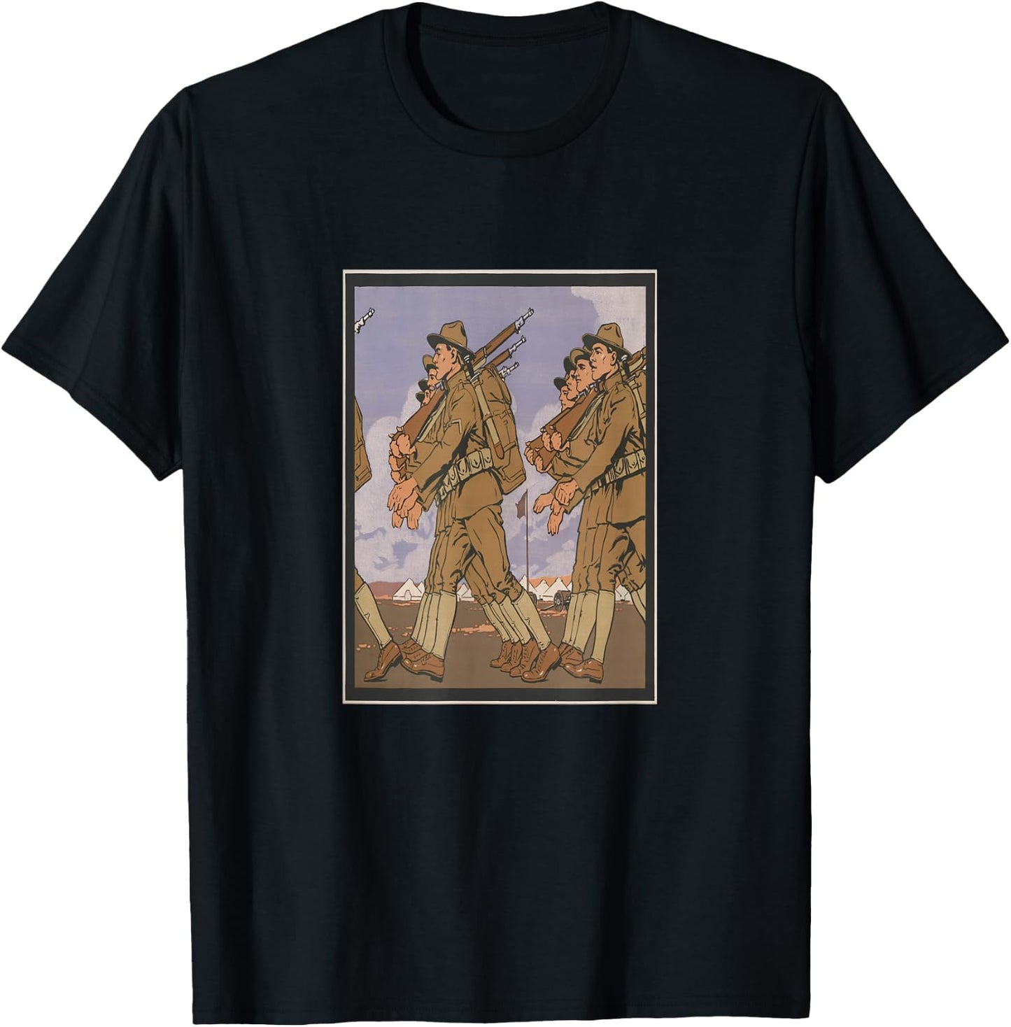 Vintage Doughboys of WWI Illustration (1916) T-Shirt - T-Shirt | Black