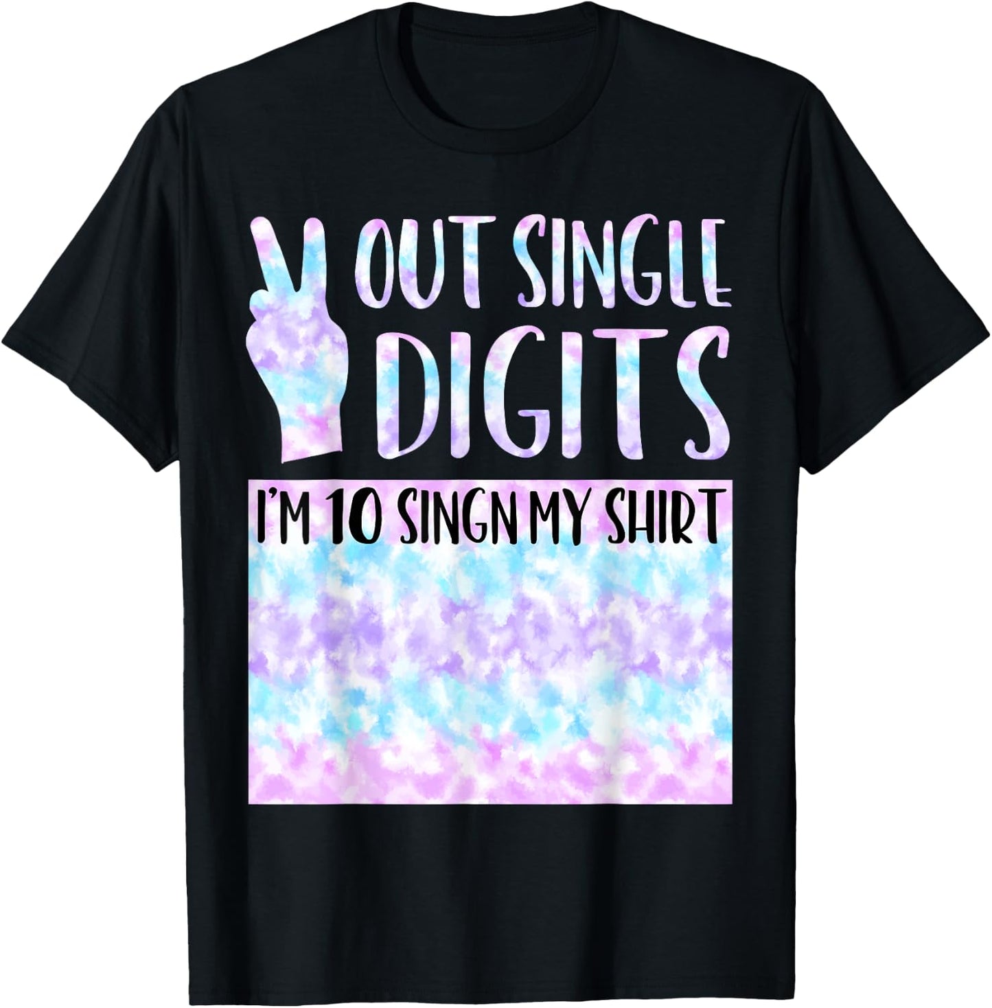 Peace Out Single Digits Party Decor Graphic T-Shirt - T-Shirt | Black