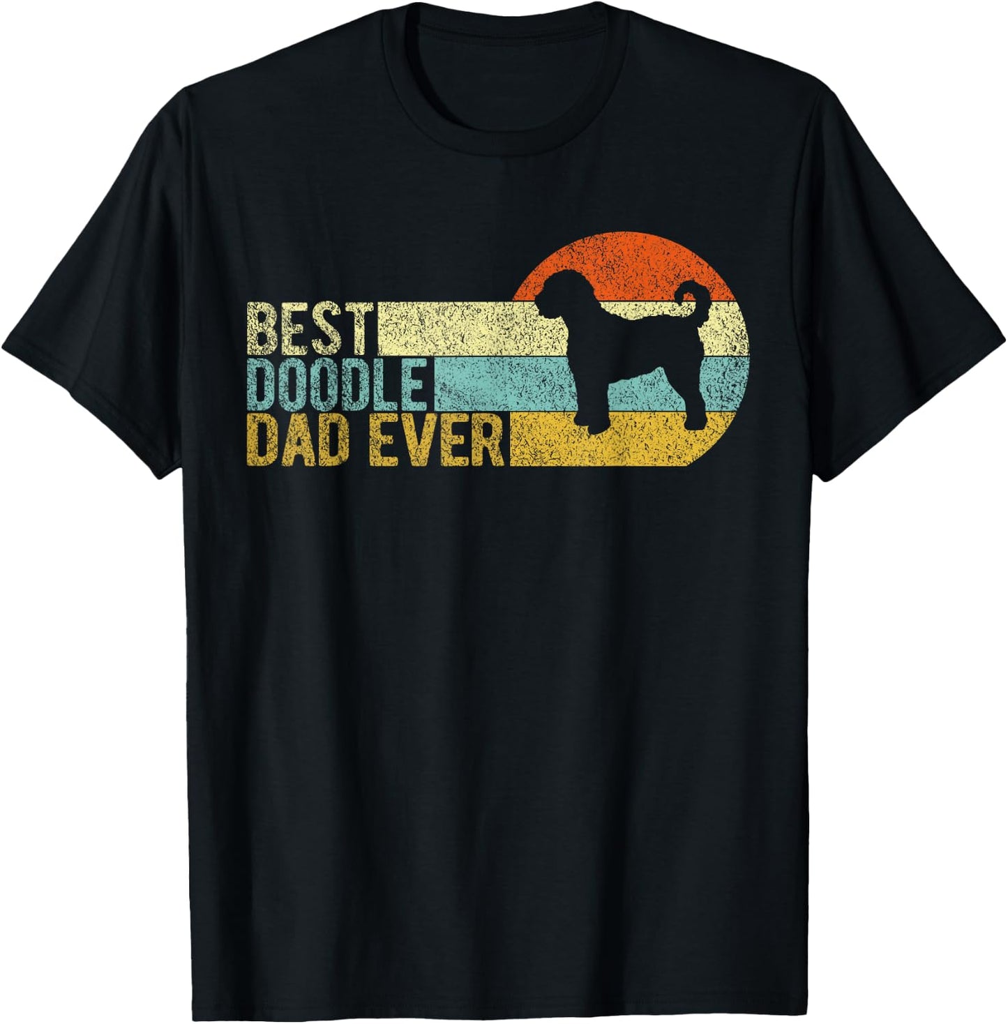 Best Doodle Dad Ever Retro Vintage Goldendoodle T-Shirt - T-Shirt | Black
