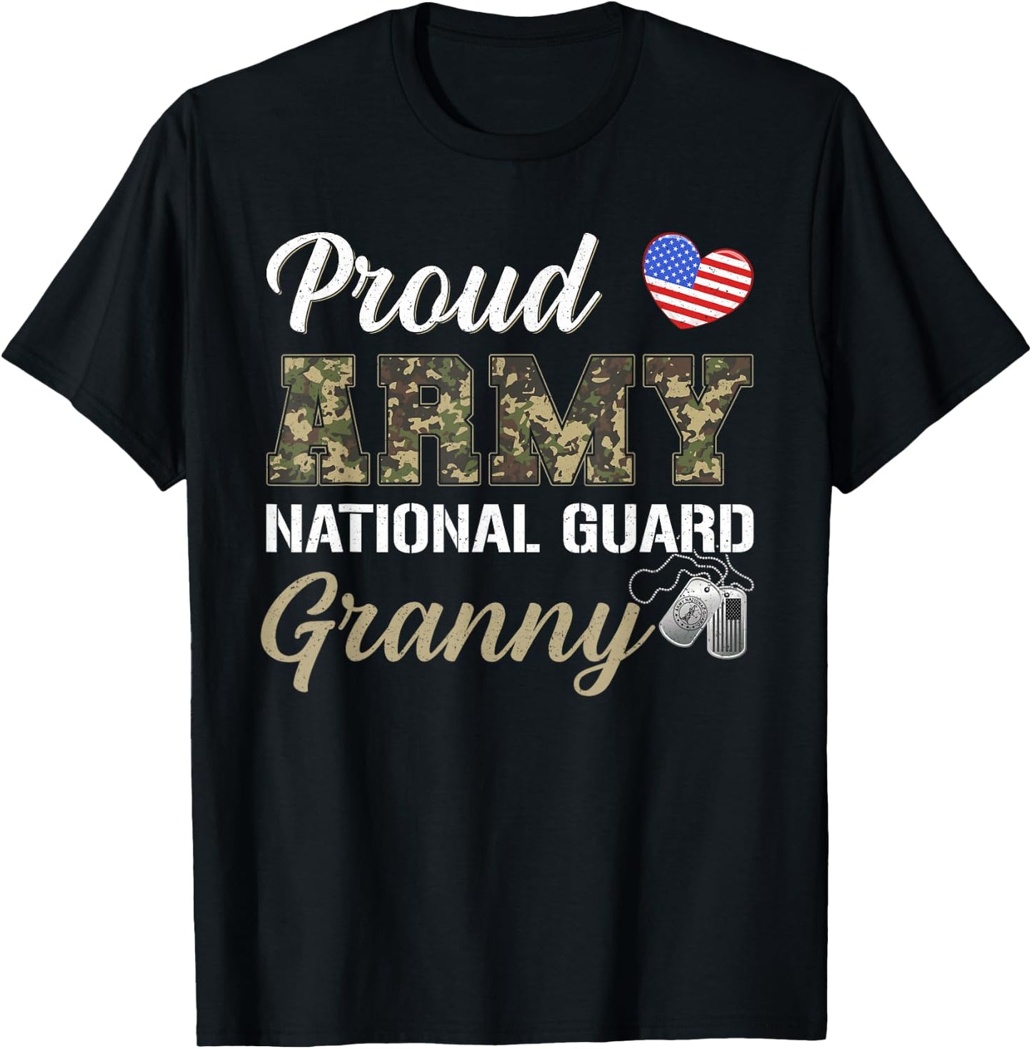 Retro Proud Army National Guard Granny Military Pride Outfit T-Shirt - T-Shirt | Black