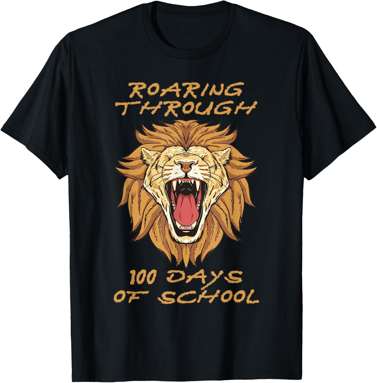 Roaring Through 100 Days of School Lion Teacher Kids Boys T-Shirt - T-Shirt | Black