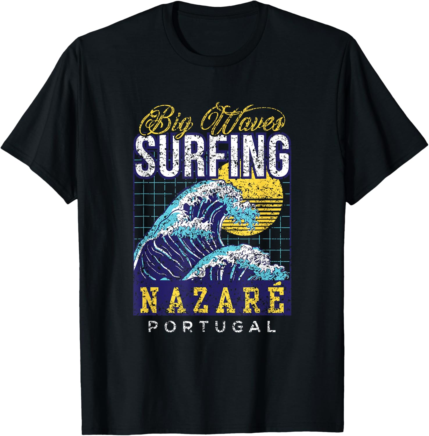 Big Wave Surfing Nazaré Portugal Surfer Surf T-Shirt - T-Shirt | Black