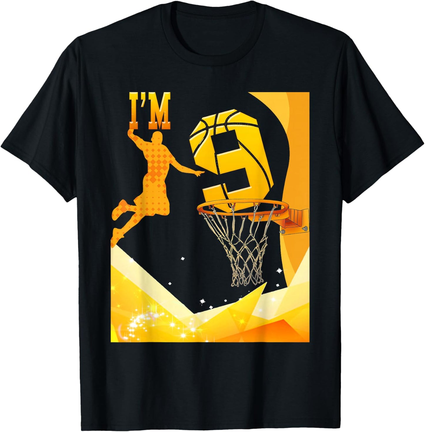 I'm 9 Bball 9th Birthday A Boys Girls Who Plays Basketball T-Shirt - T-Shirt | Black