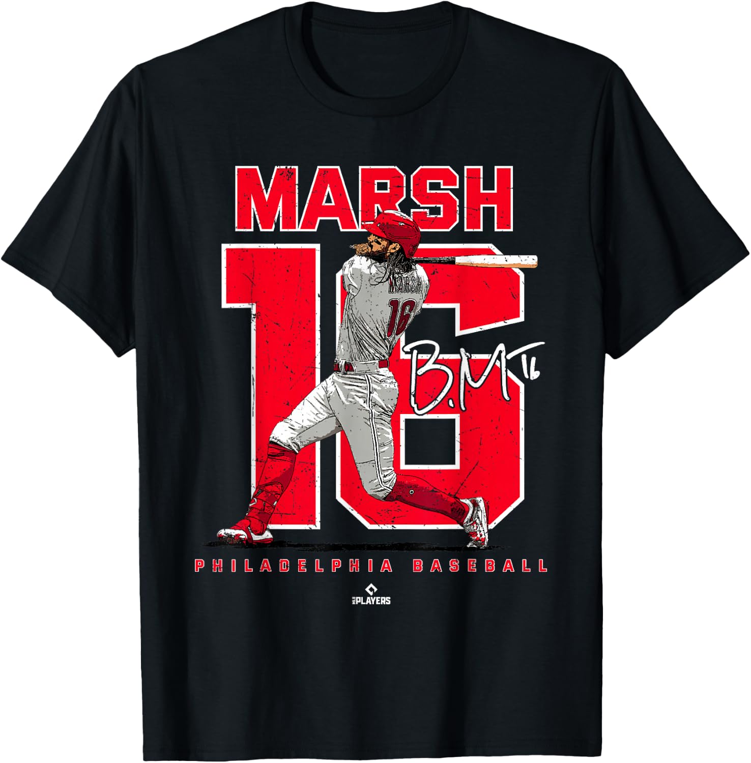 Number and Portrait Brandon Marsh Philadelphia MLBPA T-Shirt - T-Shirt | Black
