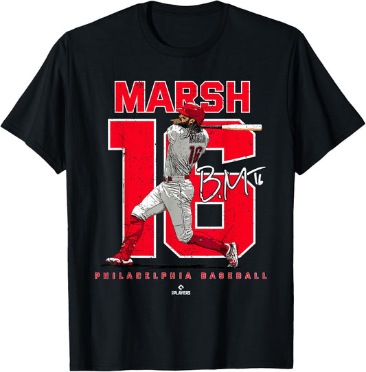 Number and Portrait Brandon Marsh Philadelphia MLBPA T-Shirt - T-Shirt | Black