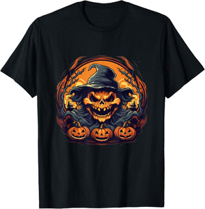 Halloween Scary Scarecrow Jack O Lanterns. T-Shirt - T-Shirt | Black