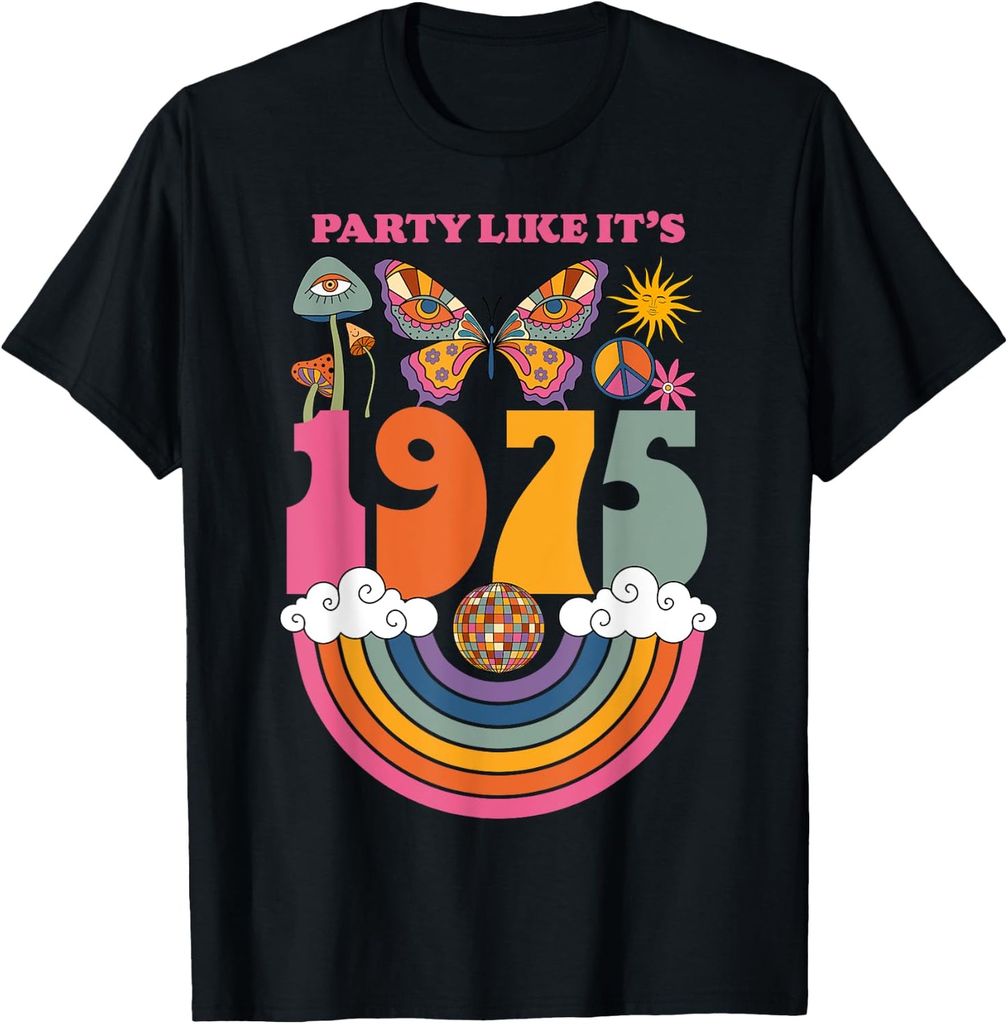 1975 Birthday Party Costume 70s Disco Outfits Men T-Shirt - T-Shirt | Black
