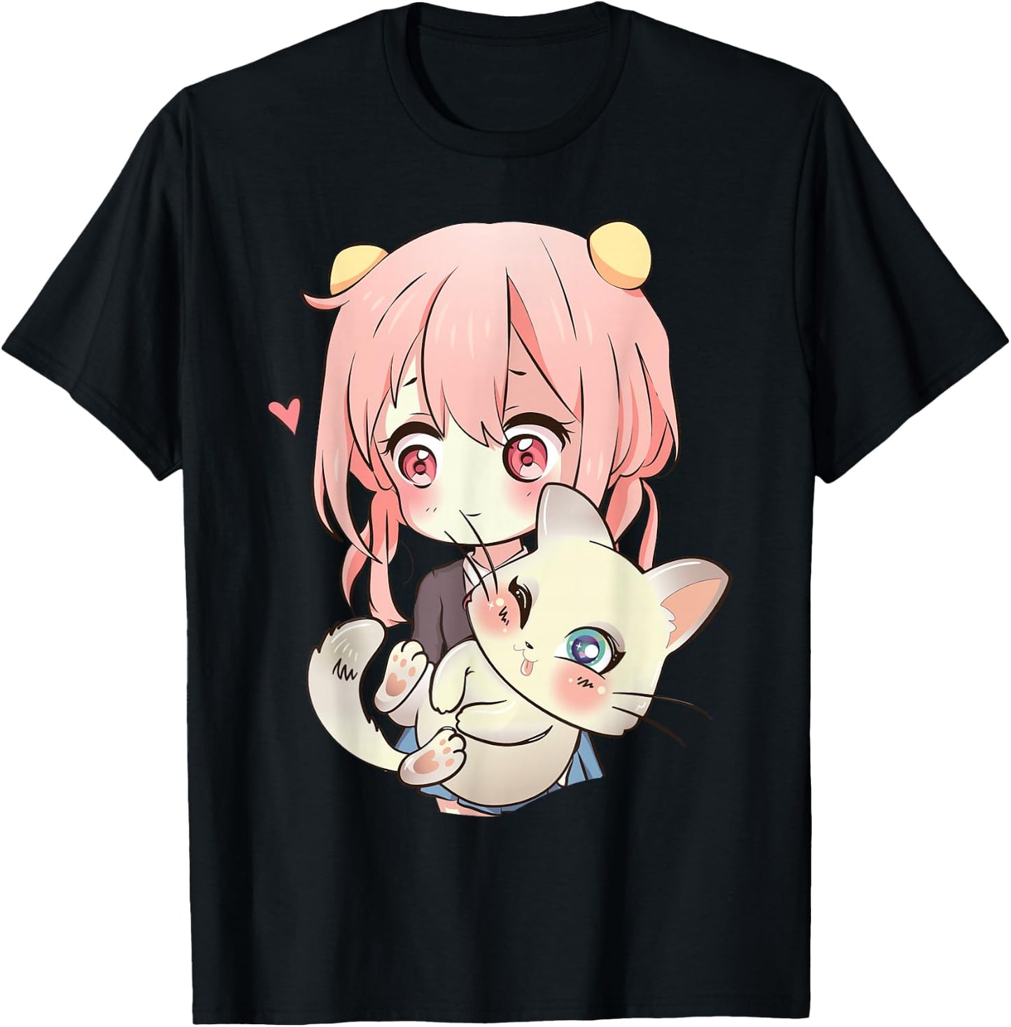 Anime and Cats Lover for Teen Manga Kawaii Graphic Otaku T-Shirt - T-Shirt | Black
