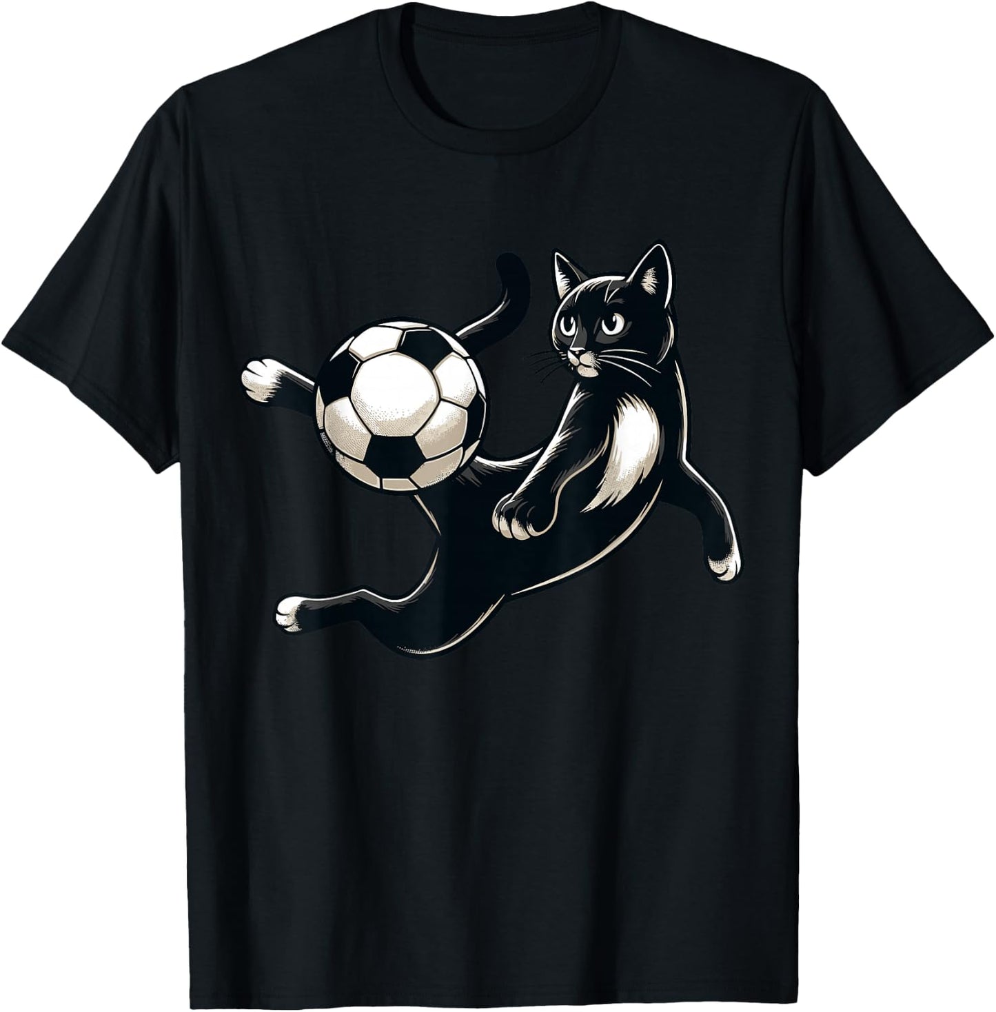 Black Cat Bicycle Kick - Soccer Fans Women Men Kids T-Shirt - T-Shirt | Black