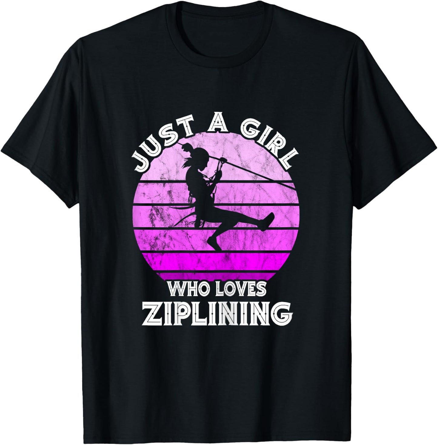 Just A Girl Vintage Zipline Zip Lining Zip Line Aerial Tours T-Shirt - T-Shirt | Black