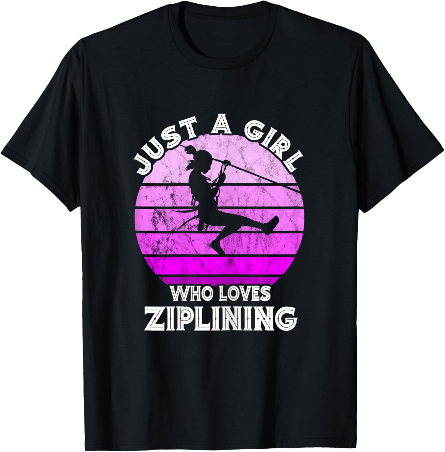 Just A Girl Vintage Zipline Zip Lining Zip Line Aerial Tours T-Shirt - T-Shirt | Black