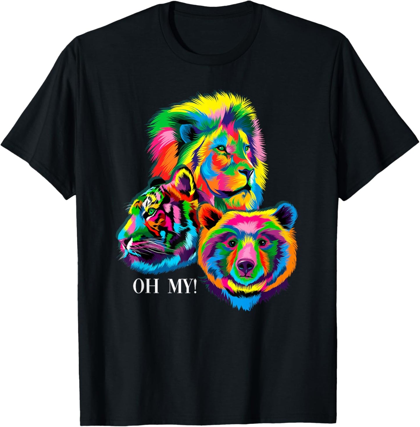 Colorful Lion, Tiger, Bear, Oh My! T-Shirt - T-Shirt | Black