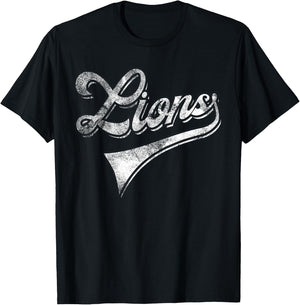 Lions School Sports Fan Team Spirit Mascot Vintage T-Shirt - T-Shirt | Black