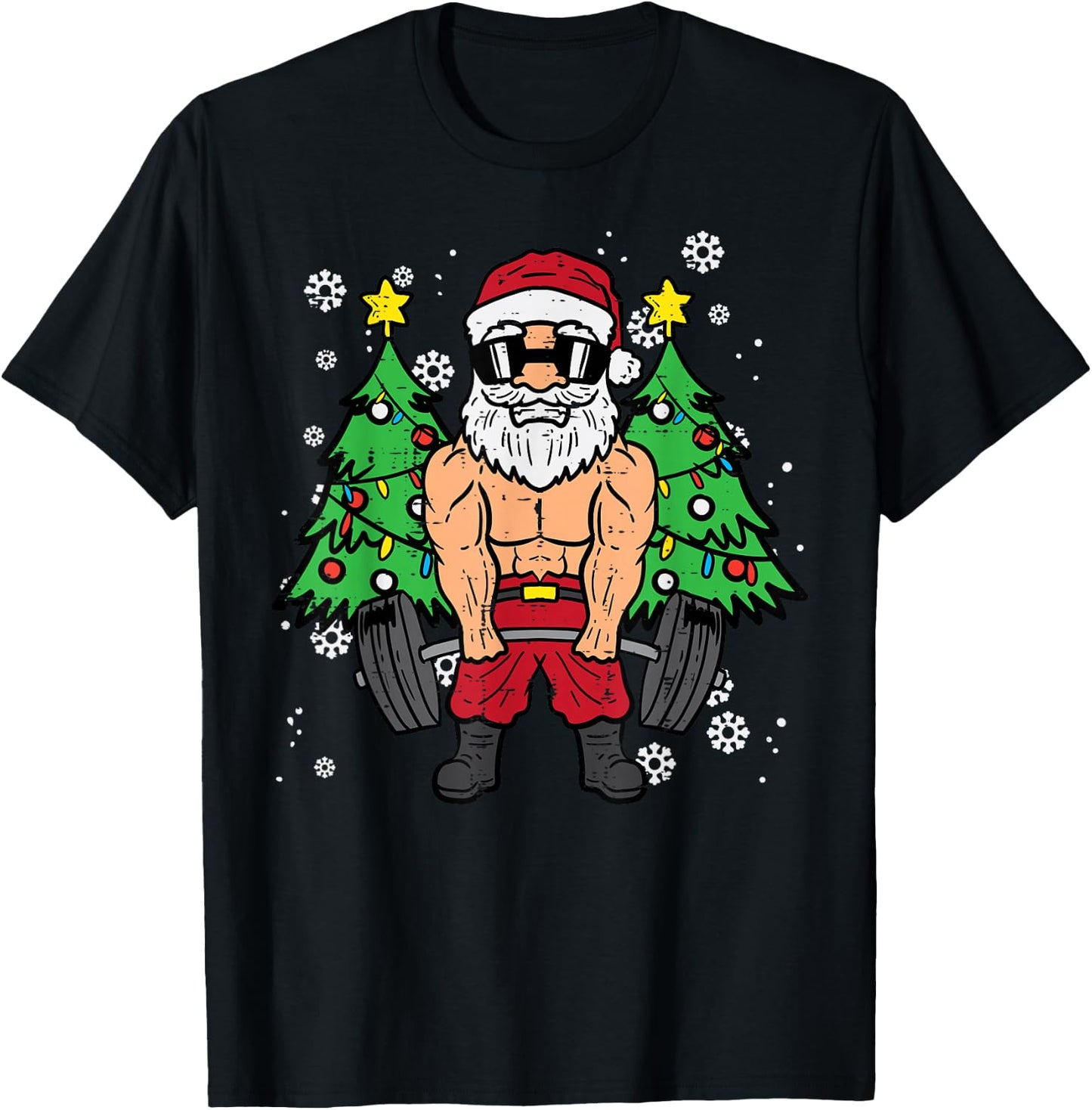 Christmas Santa Deadlift Xmas Weightlift Gym Men Women T-Shirt - T-Shirt | Black