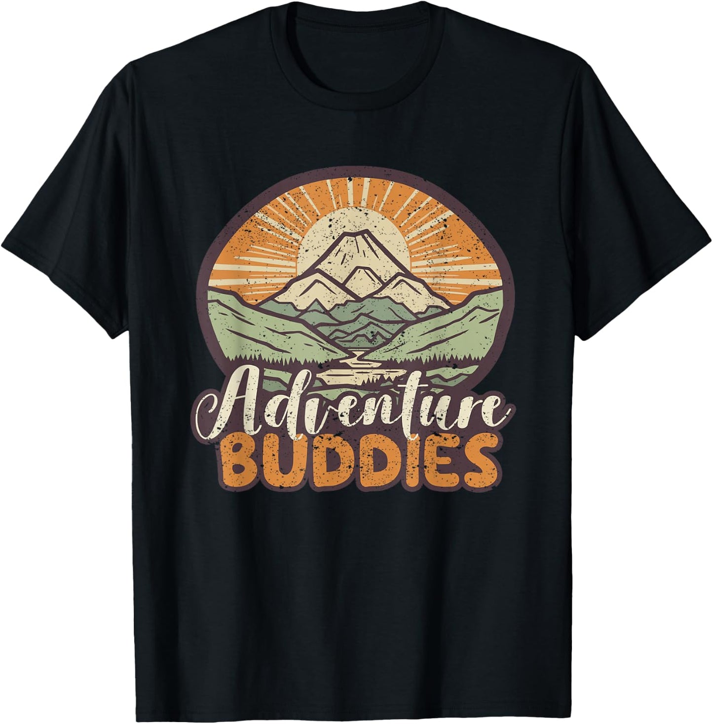 Adventure Buddies Couples Funny Hiking Adventure Mountains T-Shirt - T-Shirt | Black