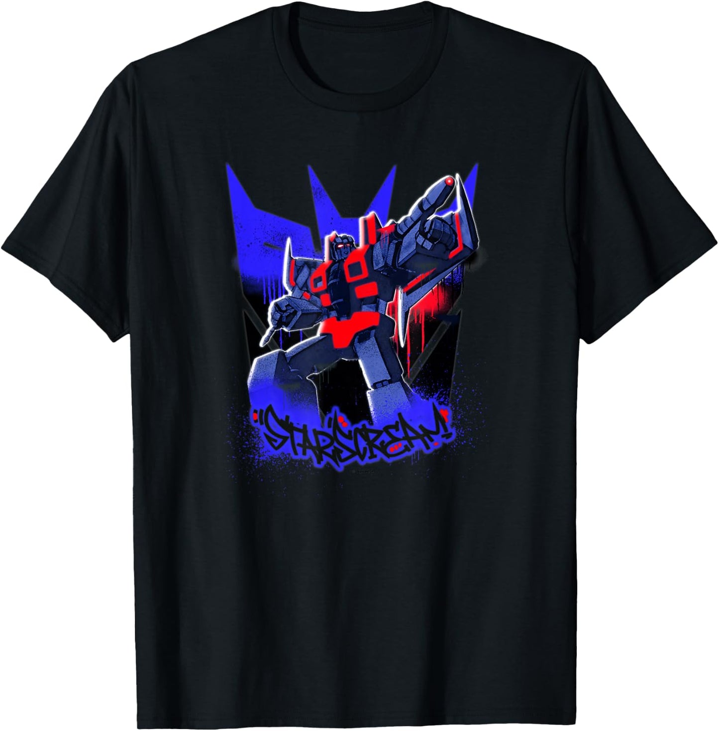 Transformers Starscream Graffiti Painted Wall Portrait T-Shirt - T-Shirt | Black