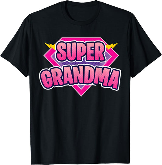 Super Grandma Superhero Grandmother Comic Book Funny T-Shirt - T-Shirt | Black