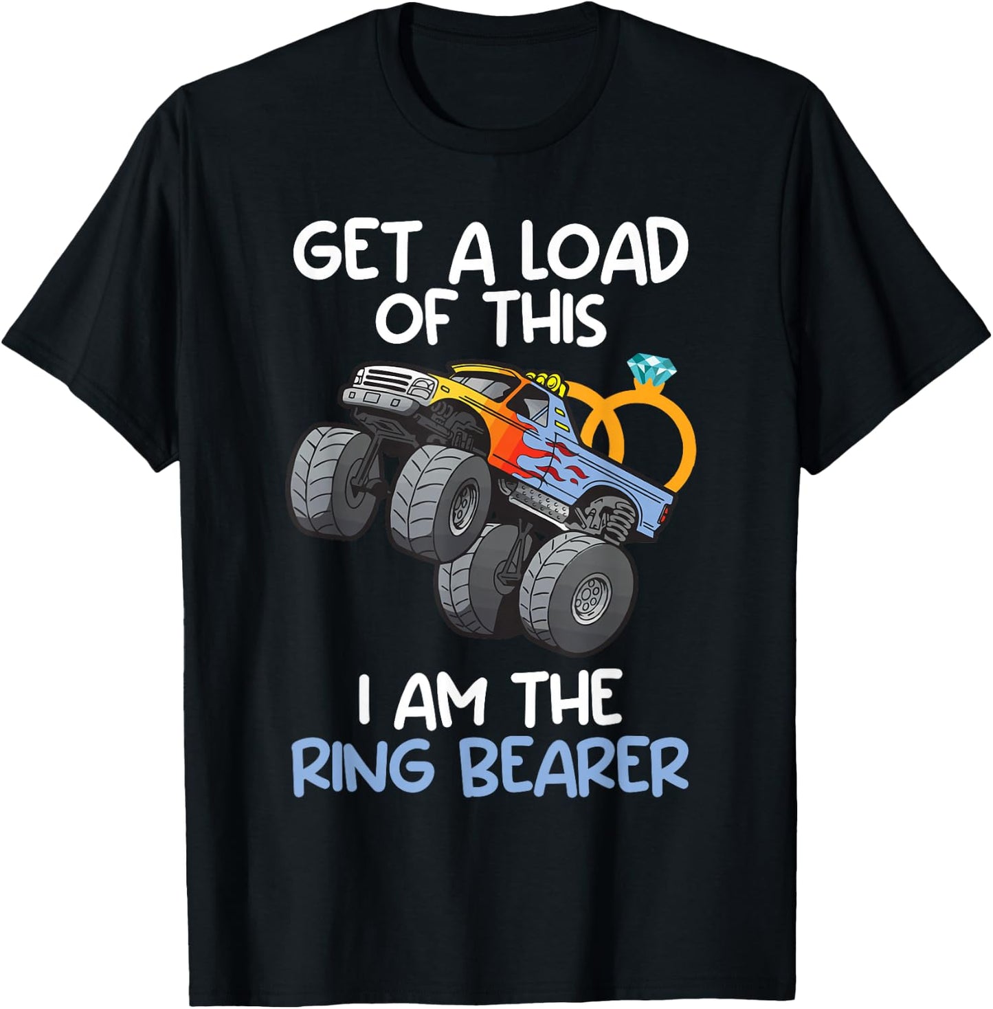 Wedding Shirt Iam The Ring Bearer Funny Monster Truck Boys T-Shirt - T-Shirt | Black