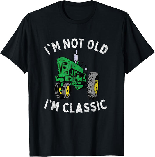 Vintage I'm Not Old I'M Classic Green Tractor T-Shirt - T-Shirt | Black