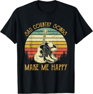 Sad Country Songs Make Me Feels Happy T-Shirt - T-Shirt | Black