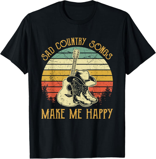 Sad Country Songs Make Me Feels Happy T-Shirt - T-Shirt | Black