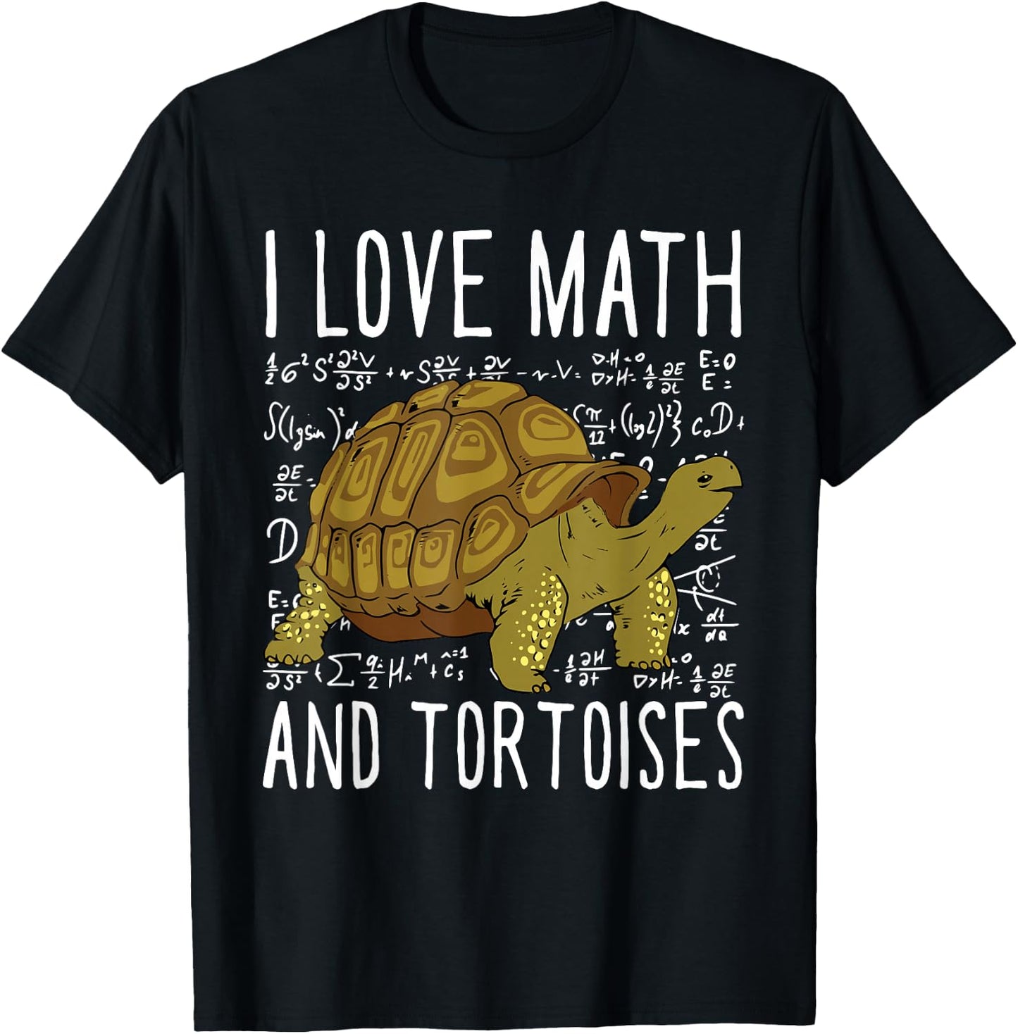 I Love Math And Tortoises Funny Kids School Turtle T-Shirt - T-Shirt | Black