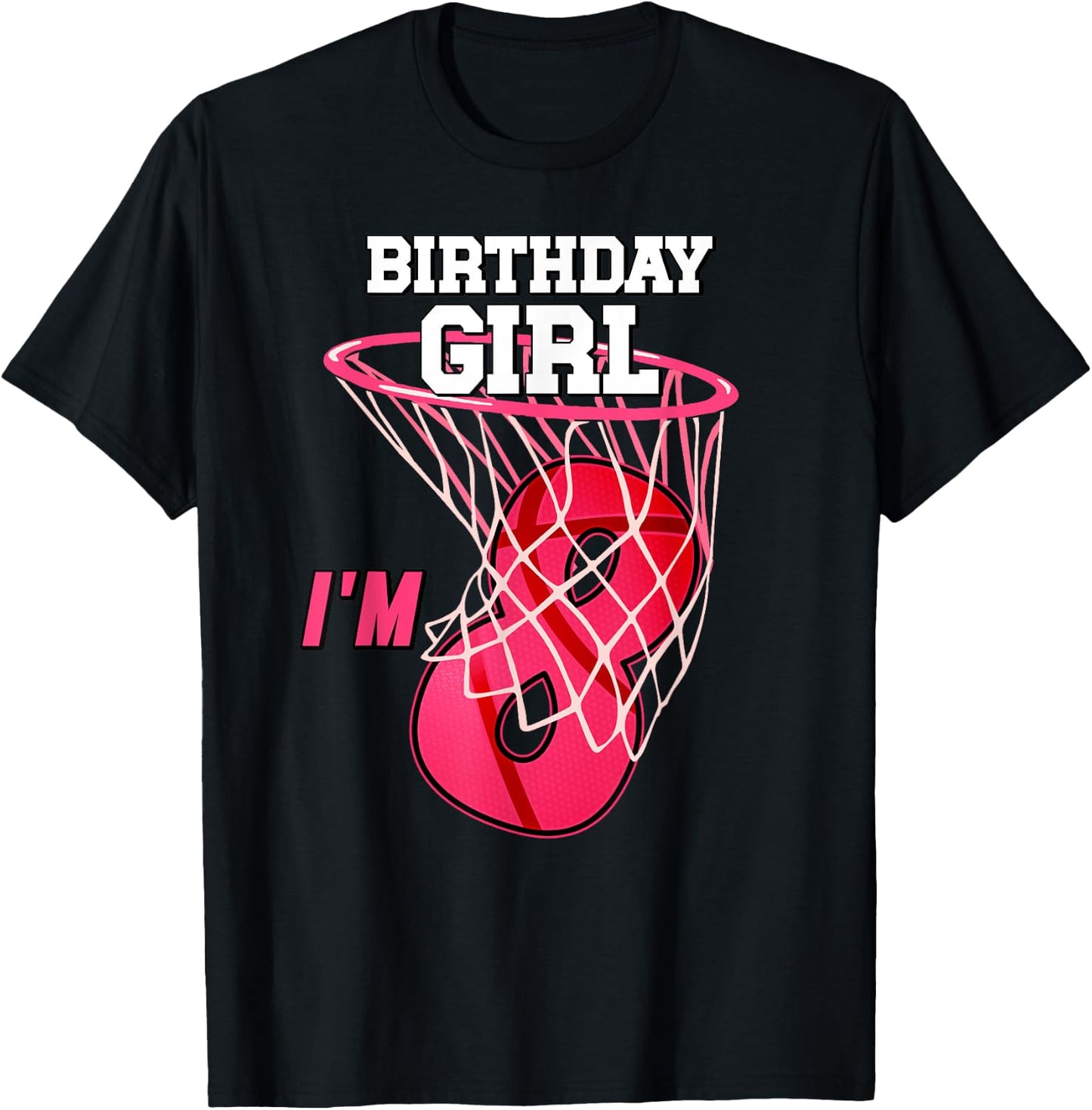 I'm 8 Yrs Old Basketball Theme Party 8th Birthday Girl T-Shirt - T-Shirt | Black