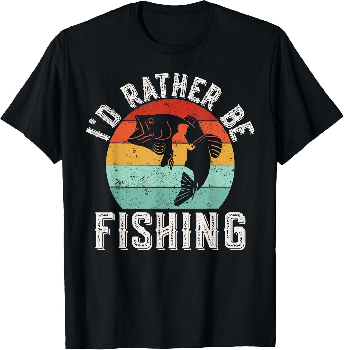I'd Rather Be Fishing Retro Vintage Fishing T-Shirt - T-Shirt | Black