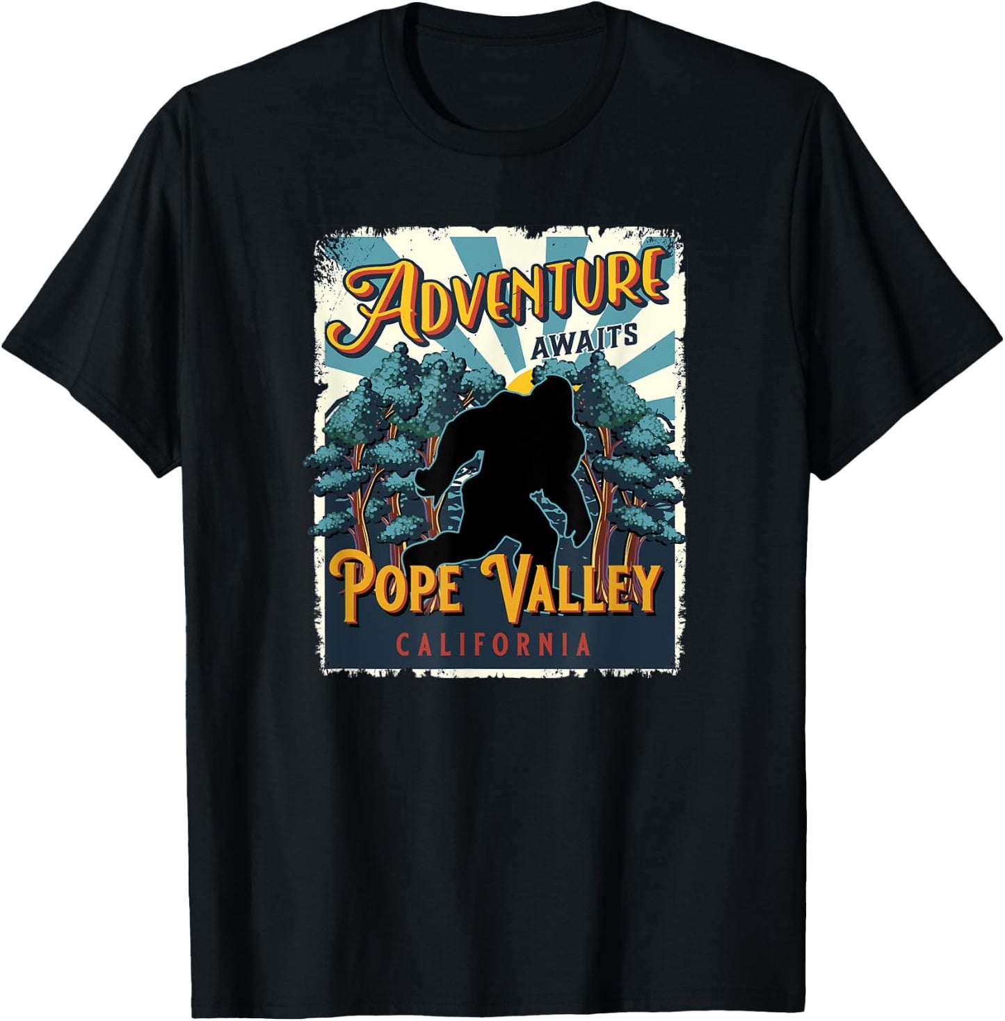 Pope Valley California Sasquatch Bigfoot Big Foot Souvenir T-Shirt - T-Shirt | Black