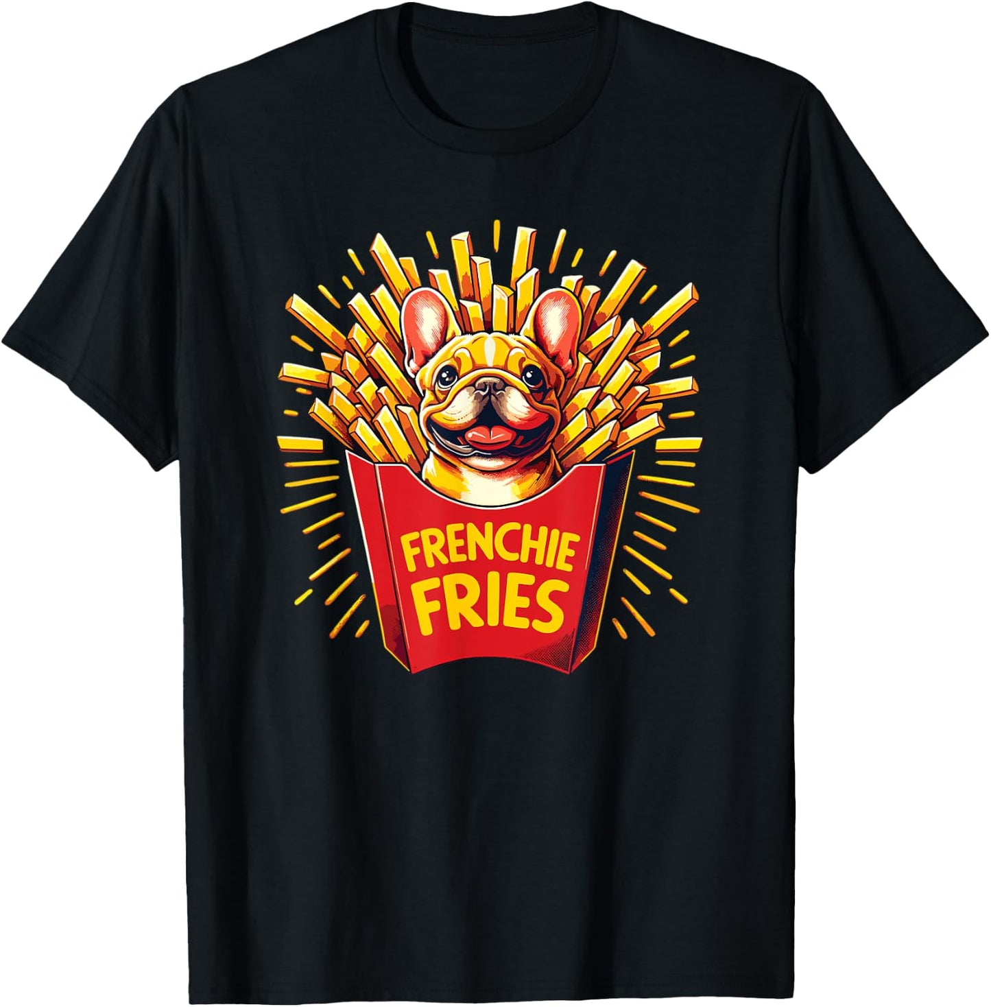 Frenchie Fries - Cute French Bulldog Funny Fries Women Girls Kids T-Shirt - T-Shirt | Black