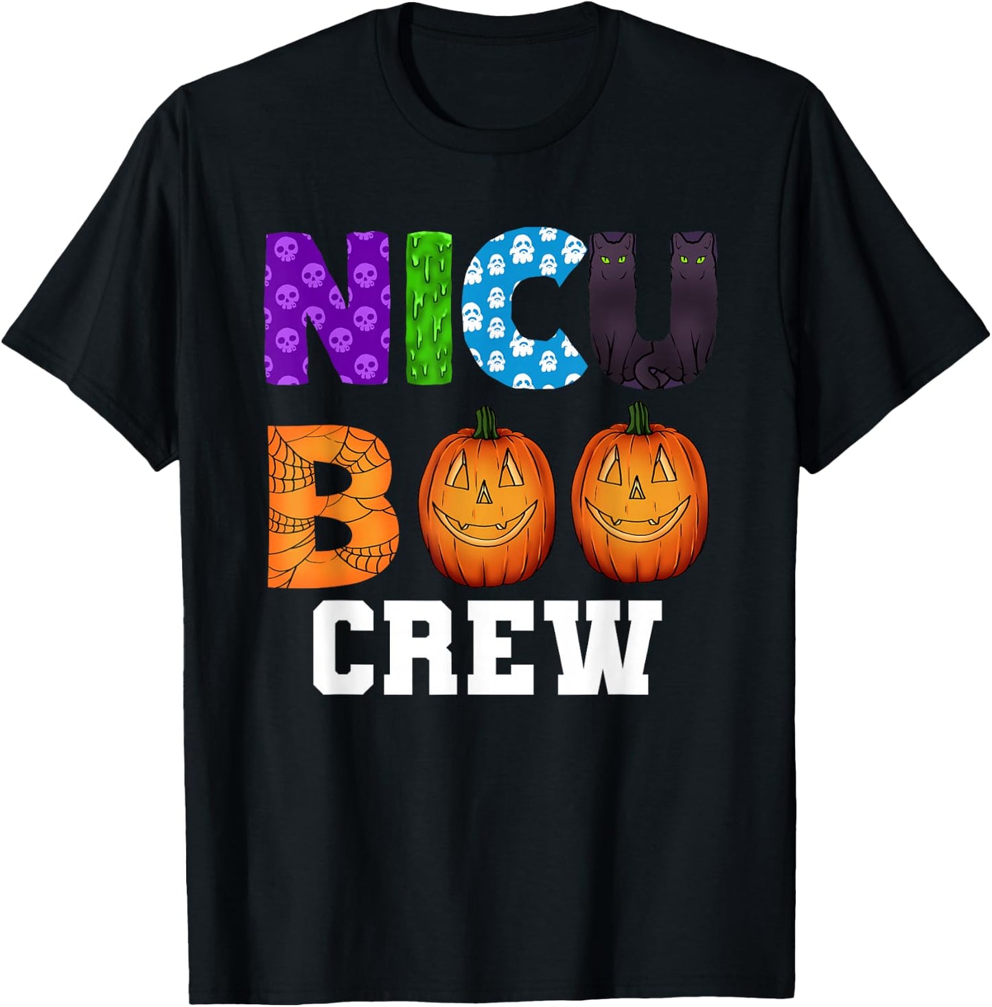 NICU Boo Crew Scary Halloween Neonatal Nurses T-Shirt - T-Shirt | Black