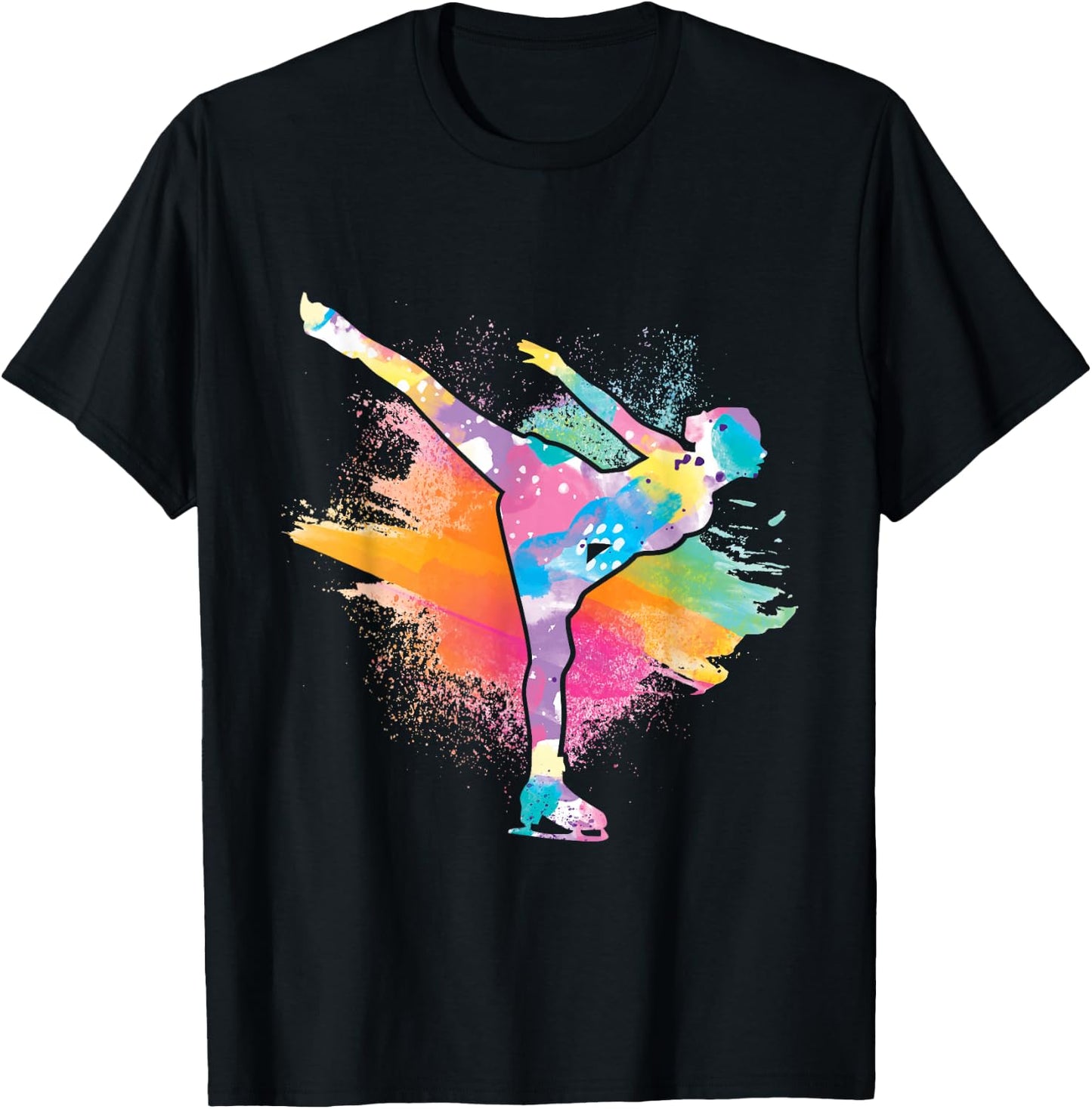 Colorful Figure Skater - Ice Skating Skates Winter T-Shirt - T-Shirt | Black