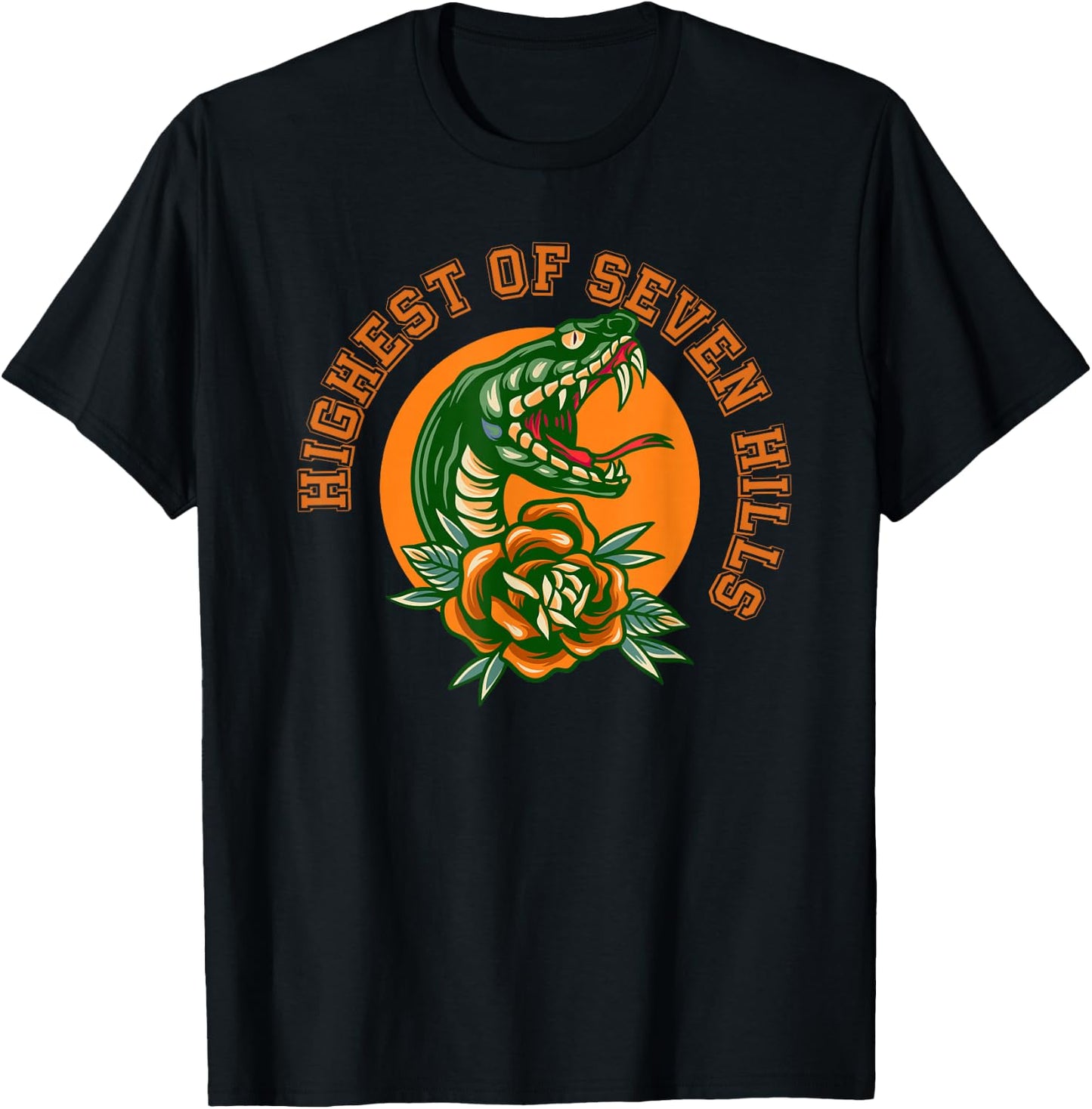 Highest of Seven Hills Rattler and Rose T-Shirt - T-Shirt | Black