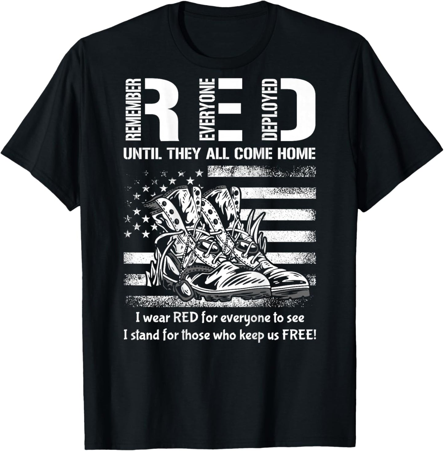 Vintage Red Friday Until They Come Home USA American Flag T-Shirt - T-Shirt | Black