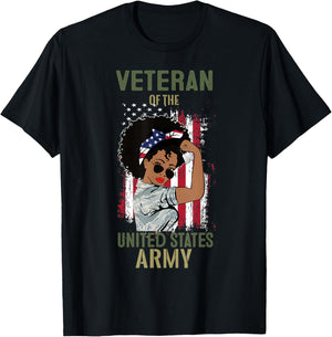 African American Army Veteran Female Shirt, Melanin US Army T-Shirt - T-Shirt | Black