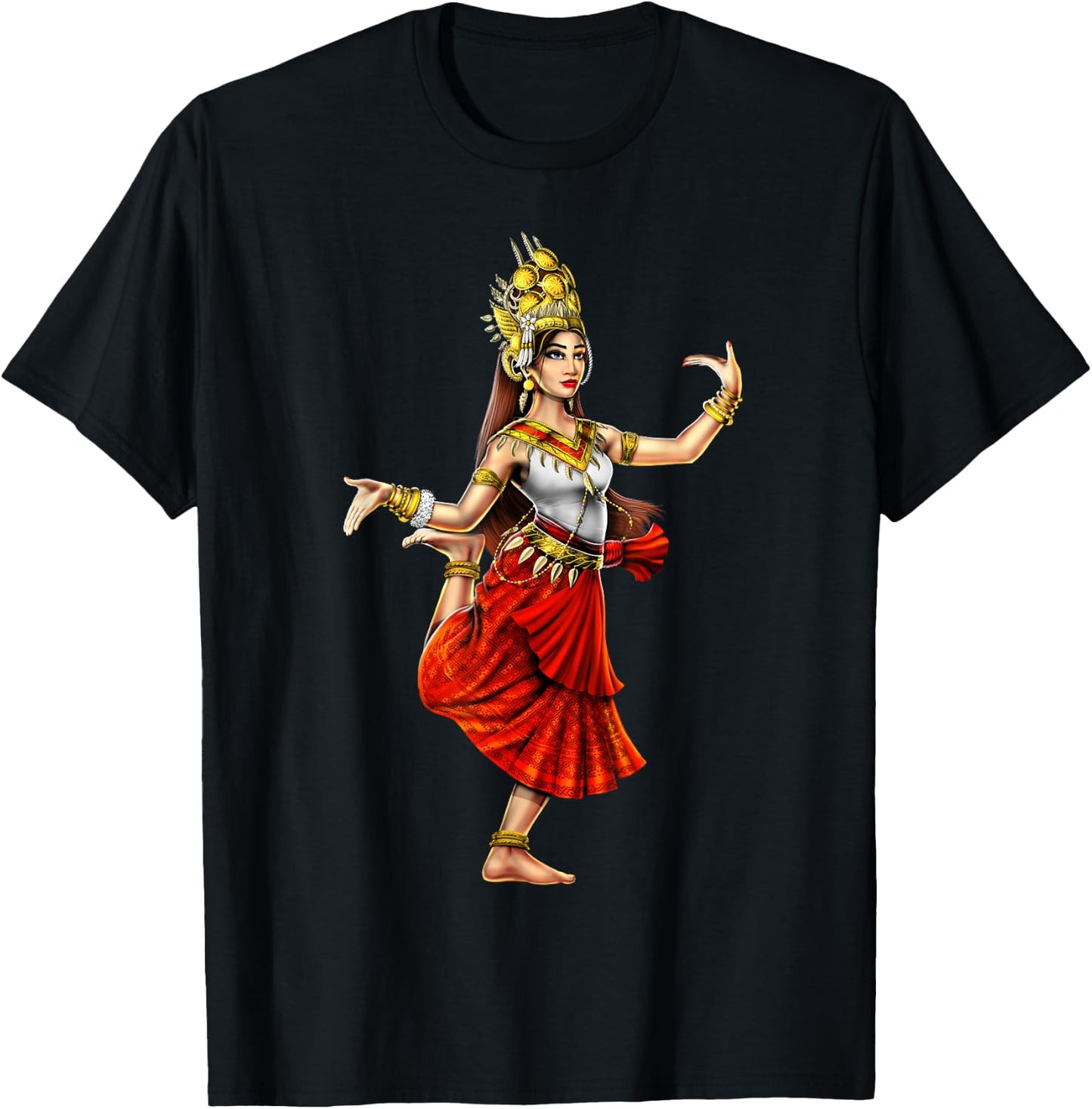 Cambodian Khmer Traditional Dance Girl Apsara T-Shirt - T-Shirt | Black