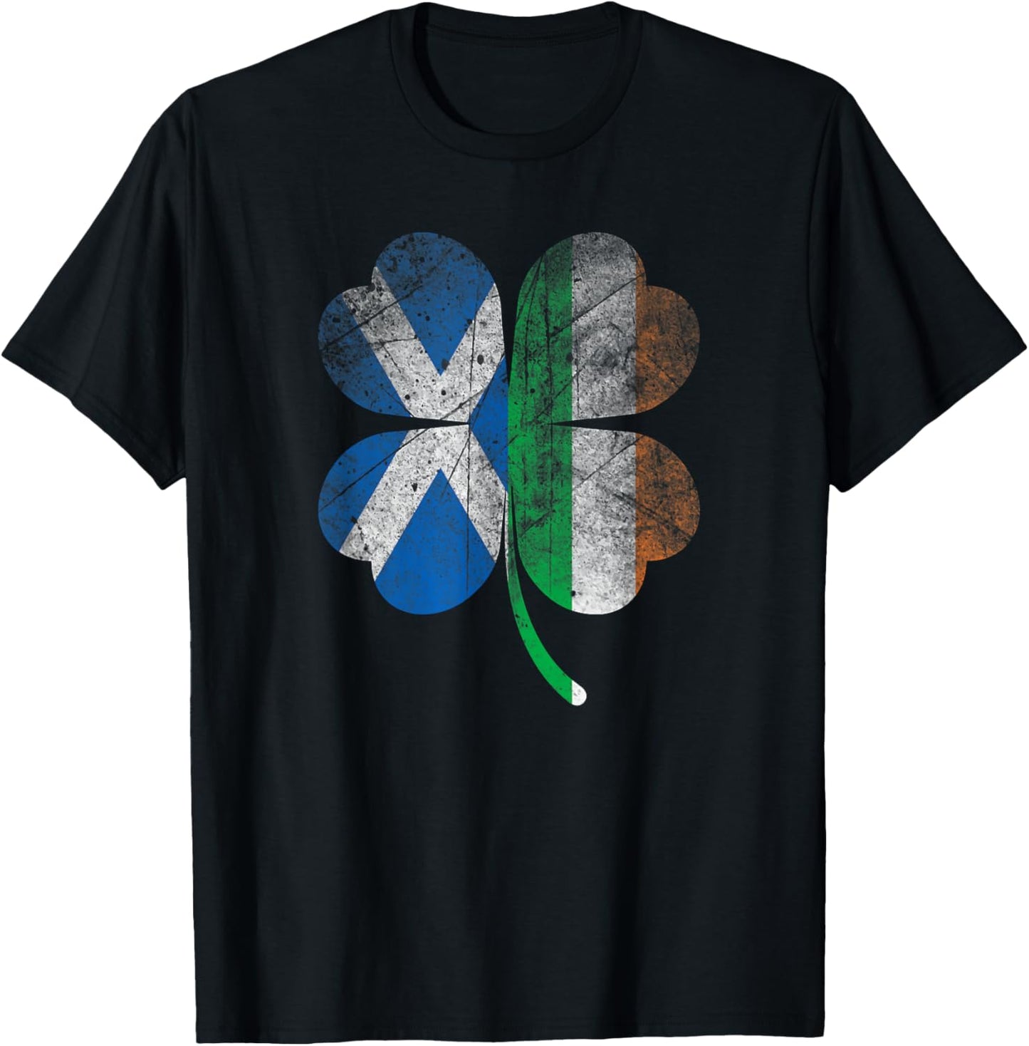 Irish Scottish flag Shamrock Ireland Saint Patricks Day T-Shirt - T-Shirt | Black