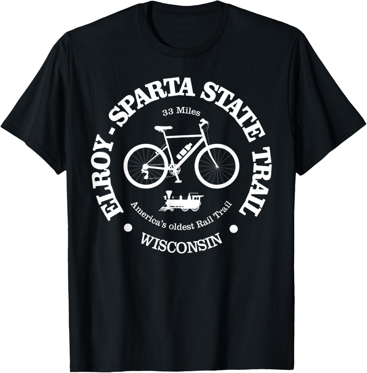Elroy Sparta State Trail, Cycling For Bicycle Rail Trail T-Shirt - T-Shirt | Black