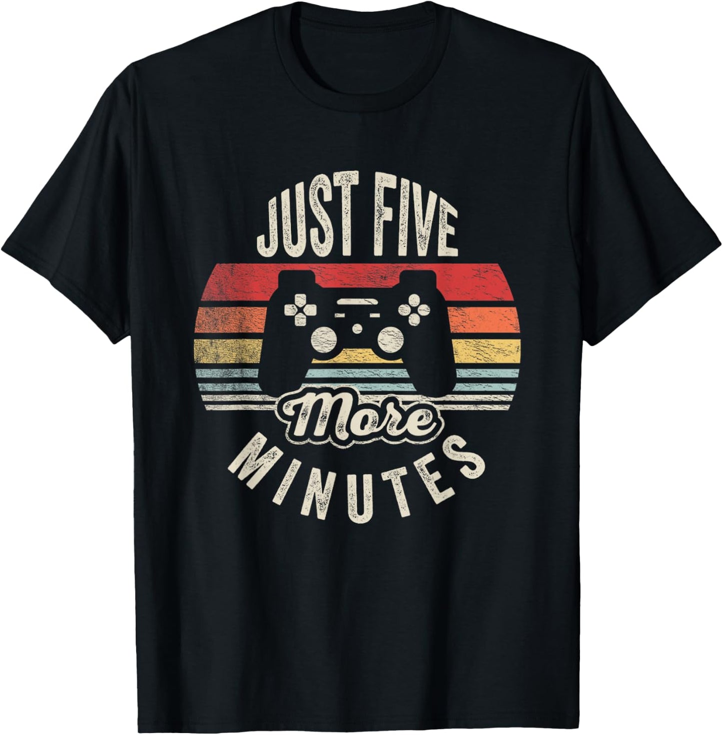 Retro Vintage Gamer Statement Just Five More Minutes T-Shirt - T-Shirt | Black