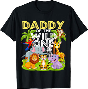 Daddy Of The Wild One 1st Birthday Zoo Animal Safari Jungle T-Shirt - T-Shirt | Black